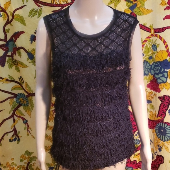 BCBG MAXAZRIA fringe knit sleeveless blouse small - Picture 2 of 8
